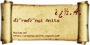 Ürményi Anita névjegykártya
