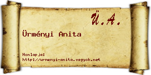 Ürményi Anita névjegykártya