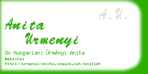 anita urmenyi business card